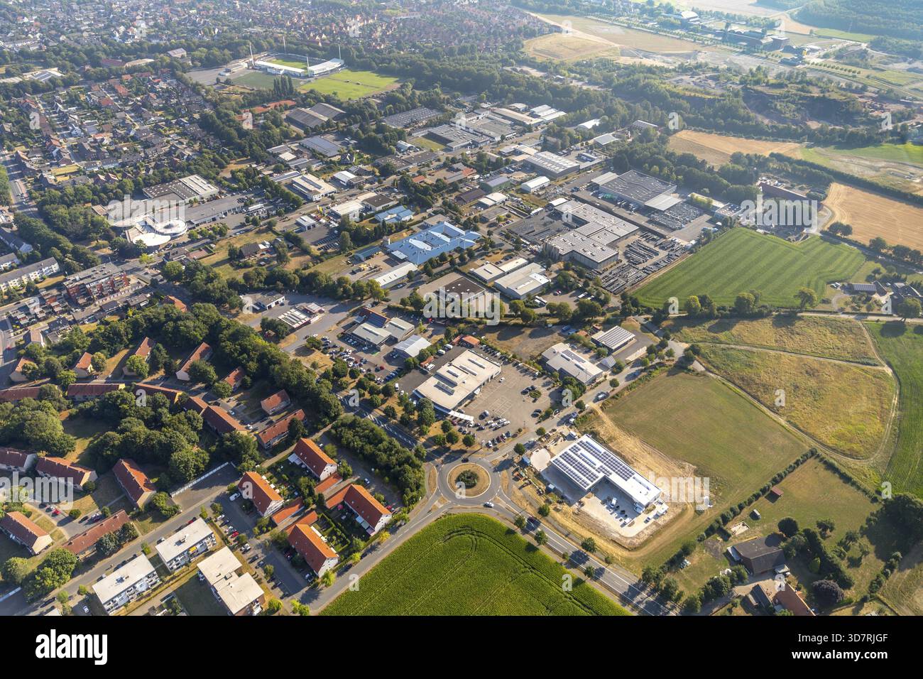 Gewerbepark Vatheuershof, Gewerbepark Vatheuershof-Sued, Autowaschanlage und ehemalige Kompostierungsanlage, Ahlen, Ruhrgebiet, Nordrhein-Westfalen, Germa Stockfoto