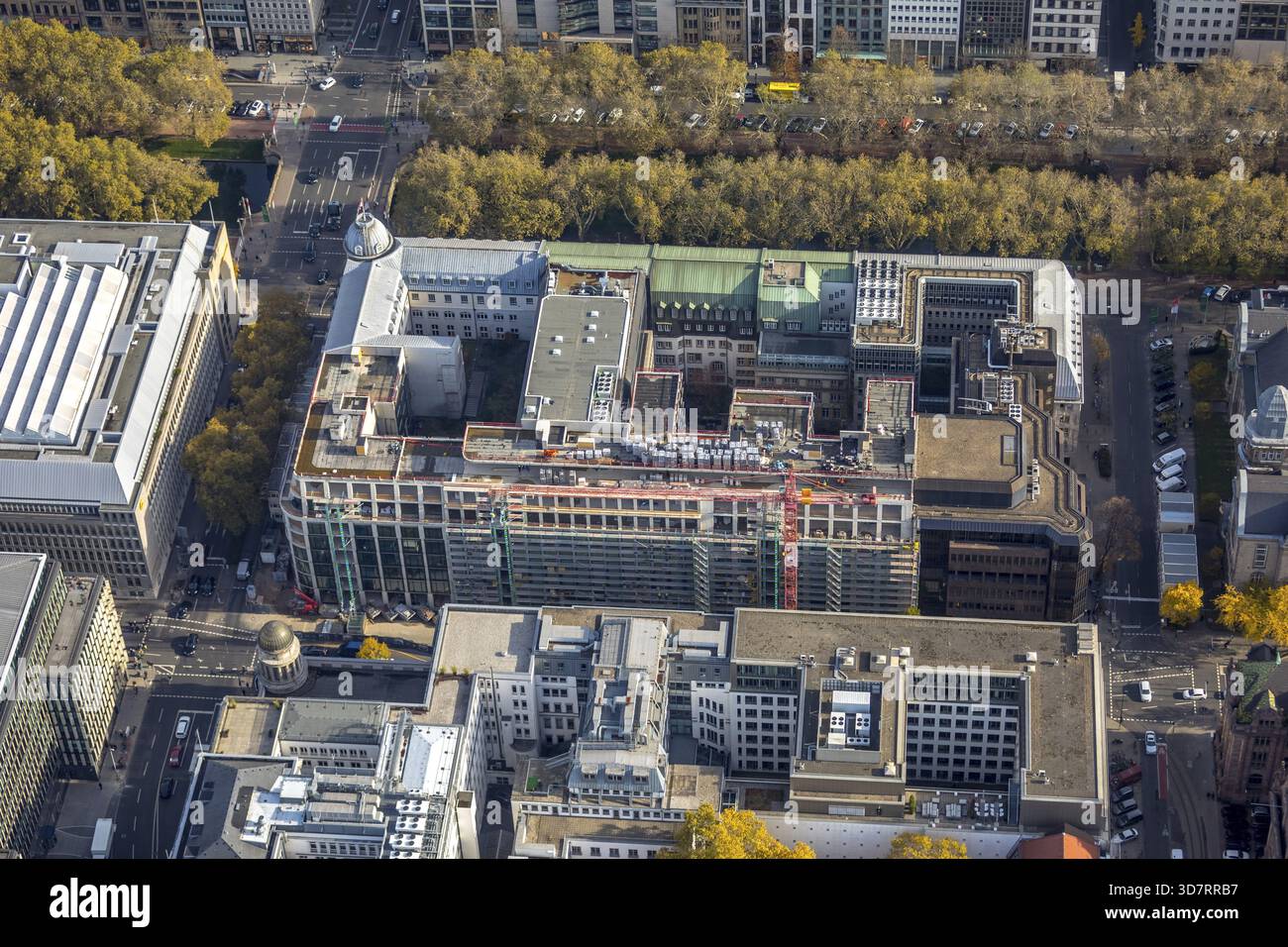 Luftaufnahme, Gewerbebau-Umbau Breite Straße, Deutsche Bank-Niederlassung, Bastionstrasse, Koe-Königsallee, Düsseldorf, Rheinland, Nordrhein Stockfoto