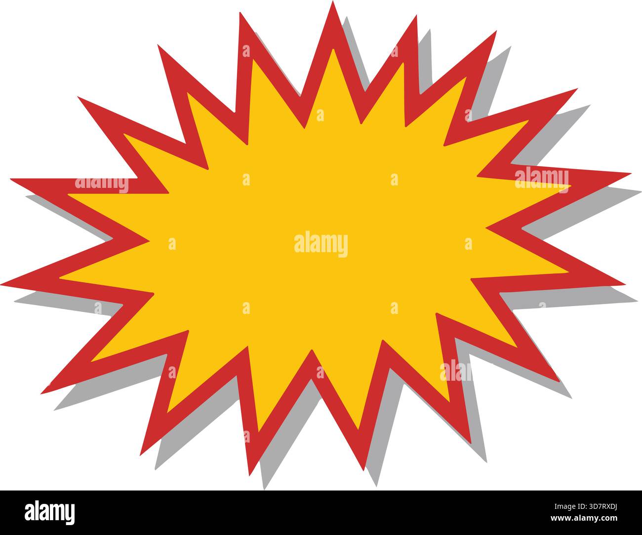 Gelbes und rotes Starburst-Abzeichen mit Schatten Stock Vektor