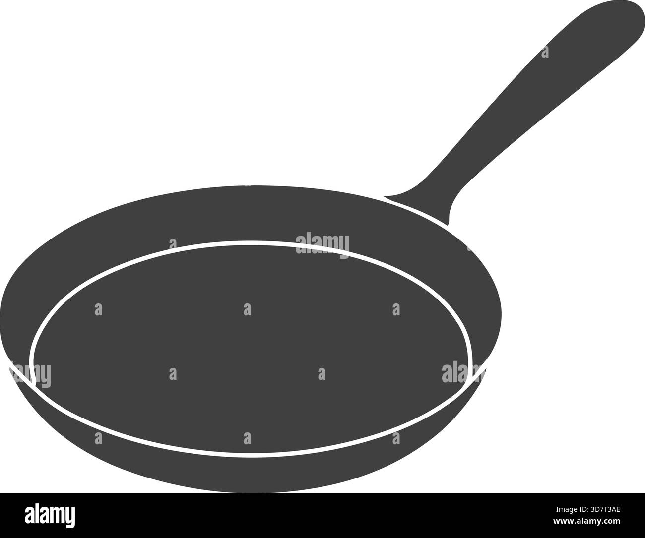 Eine schwarze antihaftbeschichtete Pfanne mit langem Griff, die von der Seite auf weißem Hintergrund abgebildet ist. Stock Vektor