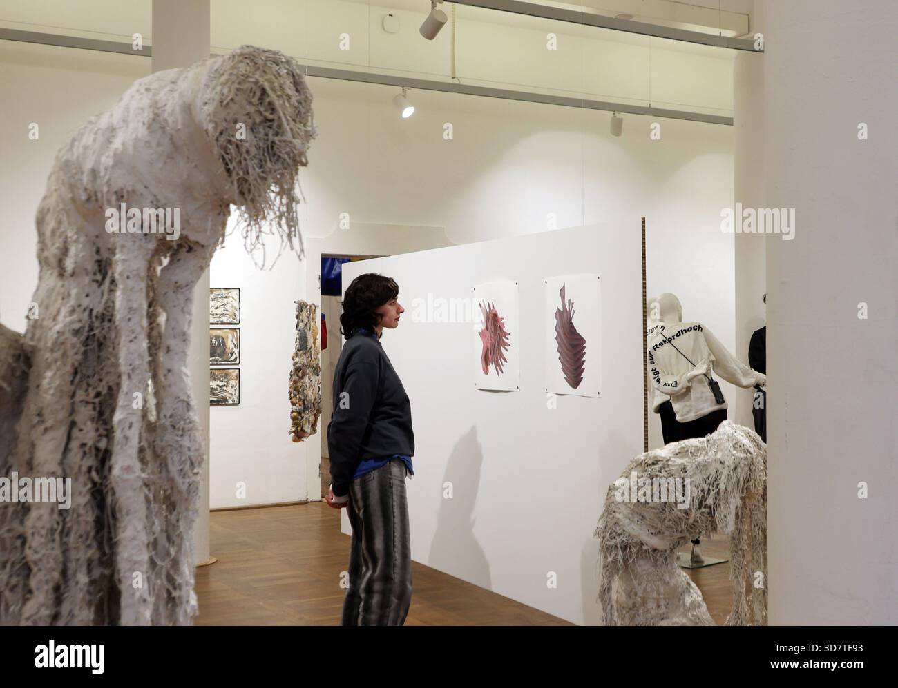 21.11.2025 Sachsen Anhalt Sachsen-Anhalt Halle Saale Kunsthochschule Burg Giebichenstein Ausstellung mit Studentenarbeiten *** 21 11 2025 Sachsen Anhalt Sachsen Anhalt Halle Saale Burg Giebichenstein Kunstuniversität Giebichenstein Ausstellung von Studentenarbeiten Stockfoto
