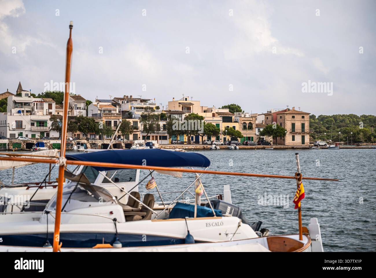 Lokales Boot in Portocolom, Hafen, Mallorca Stockfoto