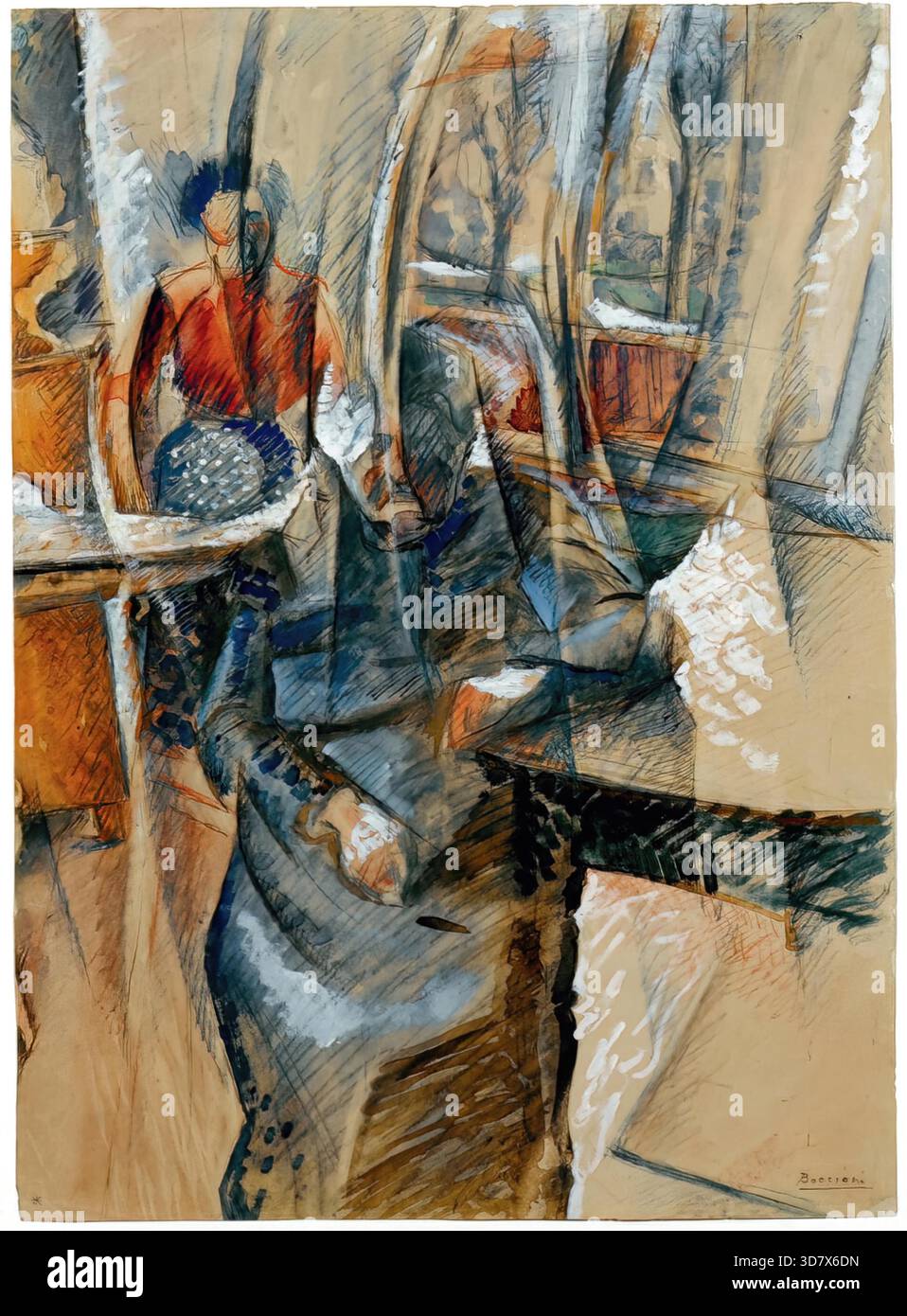 Innenraum mit zwei weiblichen Figuren, 1916 von Umberto Boccioni Stock Vektor