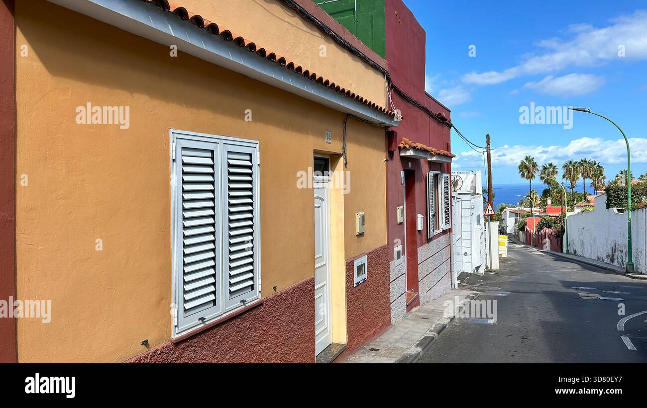 Häuser im Viertel Asomada in Puerto de la Cruz, Teneriffa Stockfoto