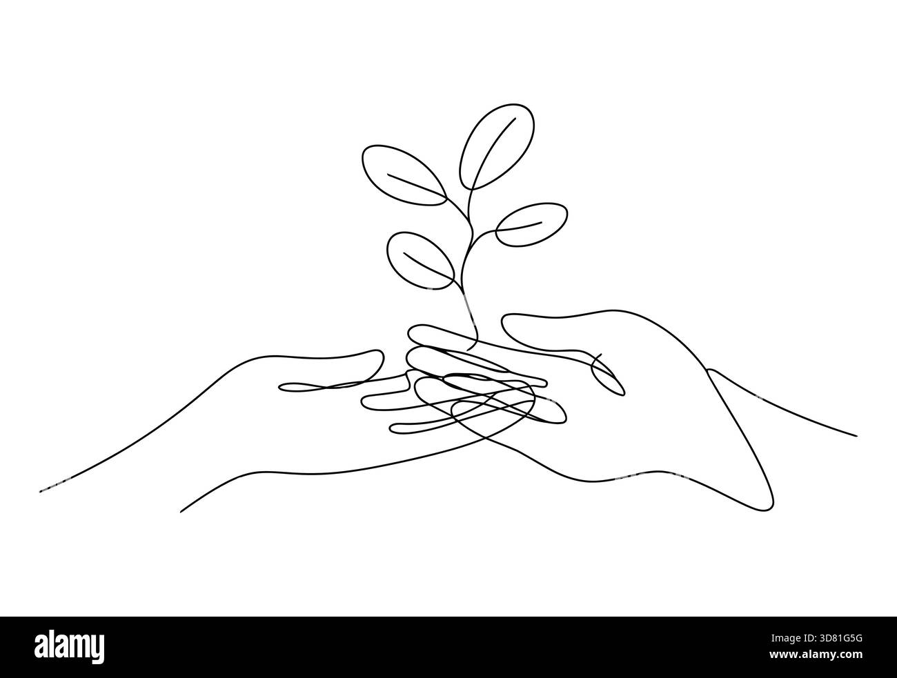 Zarte Hände schröpfen sanft einen Keimling Stock Vektor