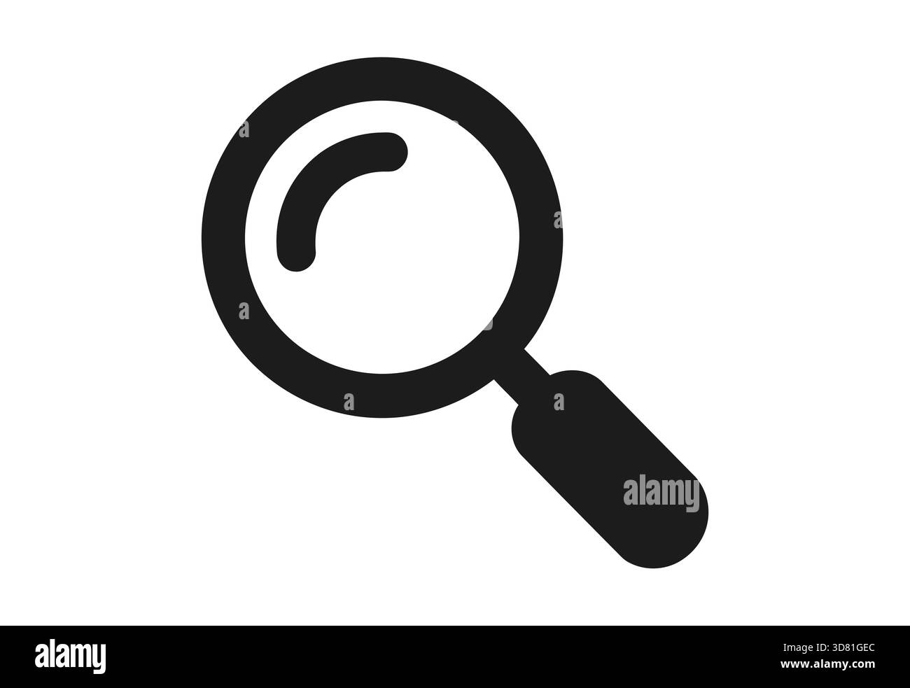 Einfaches schwarzes Lupensymbol für Suche und Suche Stock Vektor