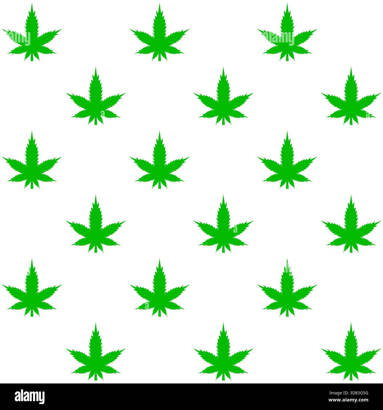 Nahtloses Muster der Cannabisblätter. Marihuana-Symbol, das Marihuana, Hanfkultur, Legalisierung, medizinische Verwendung repräsentiert. Ideal für Verpackungen und Hintergründe. Stock Vektor