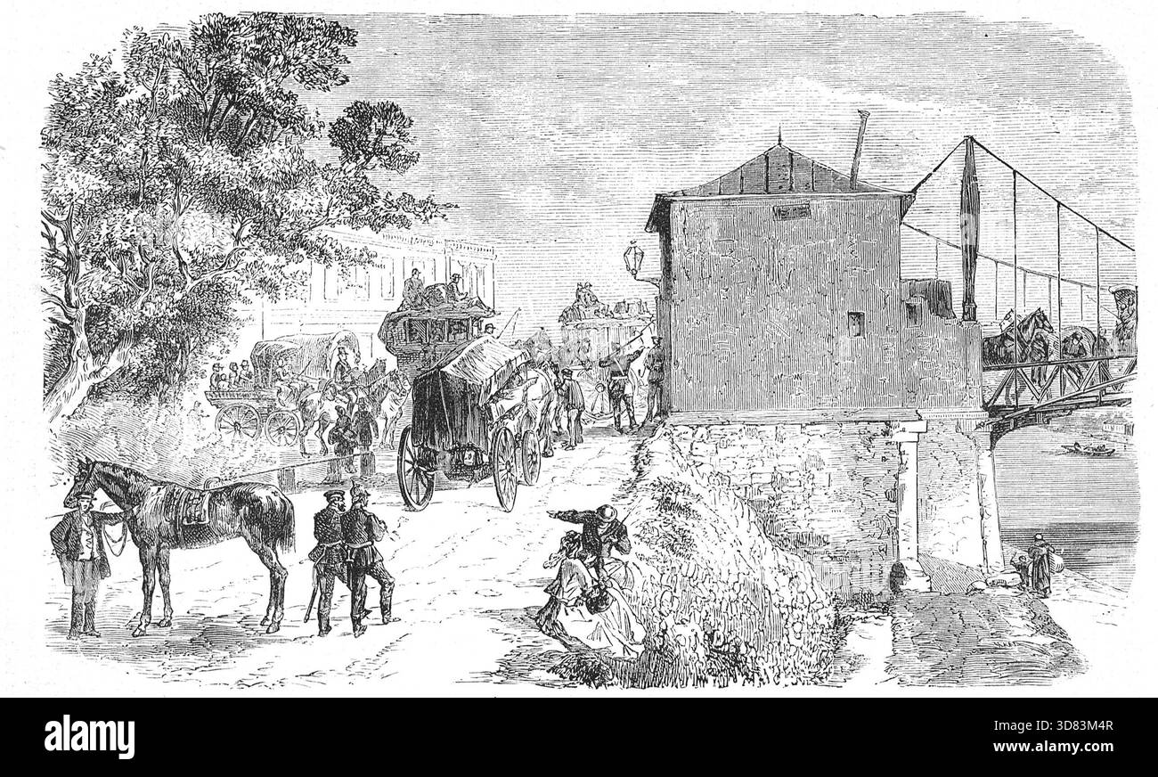 Preußen an der Brücke von St. Denis, die Belagerung von Paris, im Deutsch-Französischen Krieg. Stockfoto