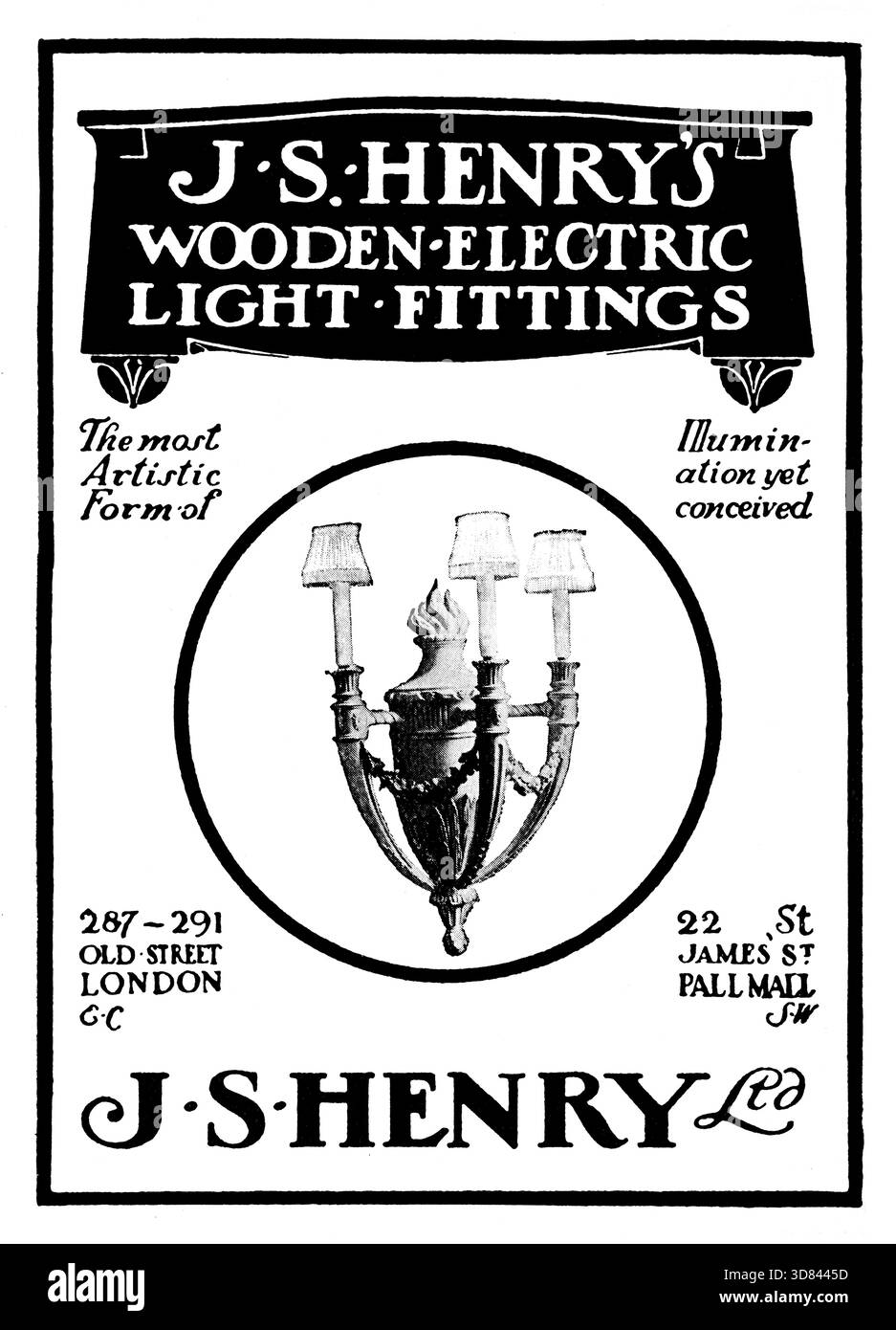 1911 J S Henry ltd. Werbung für Haushaltsleuchten des Magazins Studio Stockfoto