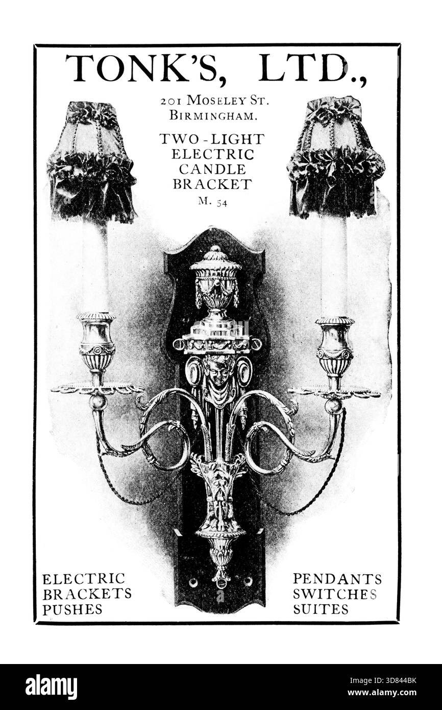 1907 Tonks Ltd. Werbung für Wandleuchten im Wohnbereich des Magazins Studio Stockfoto