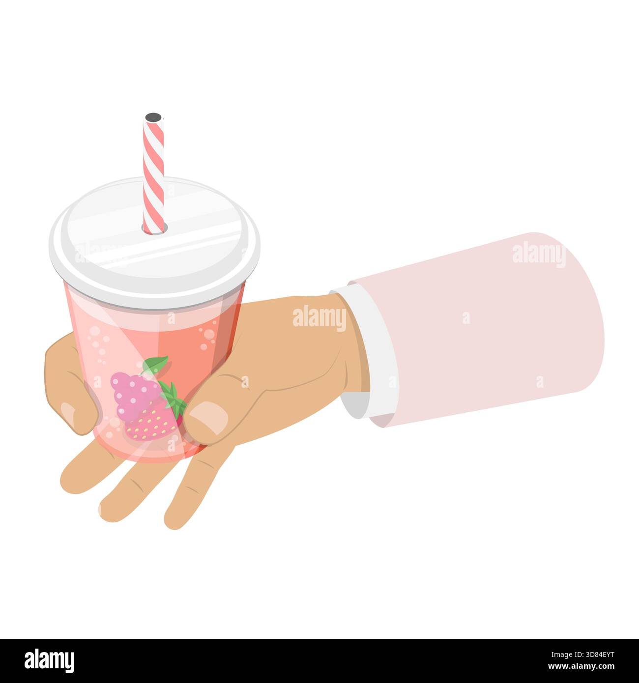 Isometrische flache 3D-Illustration von Eisgetränk, frischem Sommergetränk-Set. Punkt 2 Stockfoto