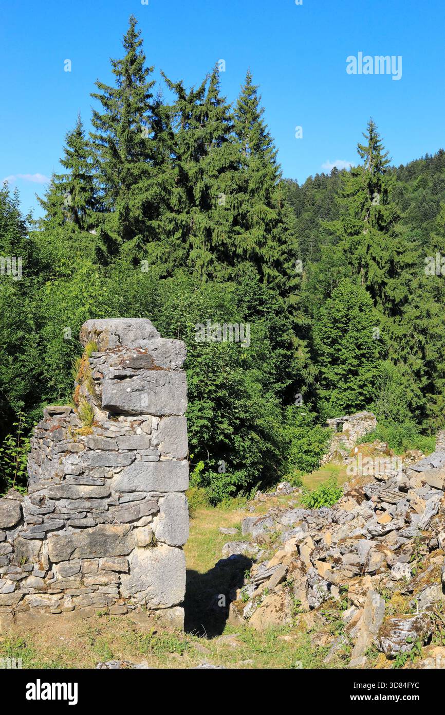 Frankreich, Isere, Vercors, regionaler Naturpark Vercors, Villard-de-Lans, Valchevrière ist ein Weiler, der 1944 von den Deutschen niedergebrannt wurde, weil er von den Widerstandskämpfern besetzt wurde. Stockfoto