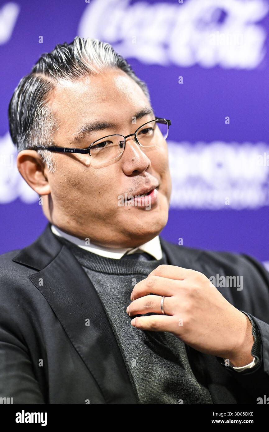 Antwerpen, Belgien. November 2025. Yuji Marayuma, CFO von Beerschot, wurde während einer Pressekonferenz der neuen Besitzer der belgischen Fußballmannschaft Beerschot VA am Freitag, den 28. November 2025 in Antwerpen vorgestellt. Beerschot spielt in der 2. Liga der Challenger Pro League 1B der belgischen Meisterschaft. BELGA FOTO TOM GOYVAERTS Credit: Belga Nachrichtenagentur/Alamy Live News Stockfoto