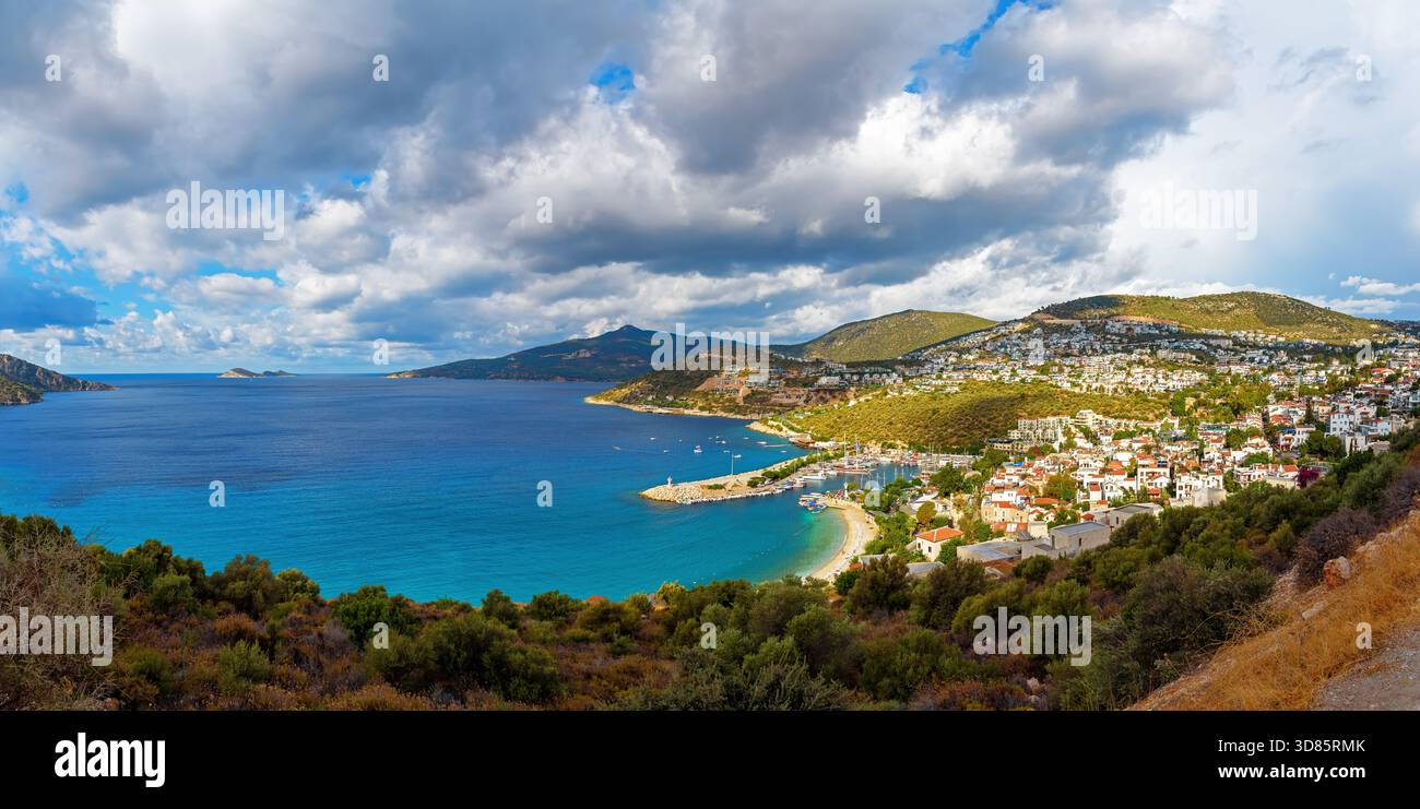 Panorama der Bucht von Kalkan. Türkei Stockfoto