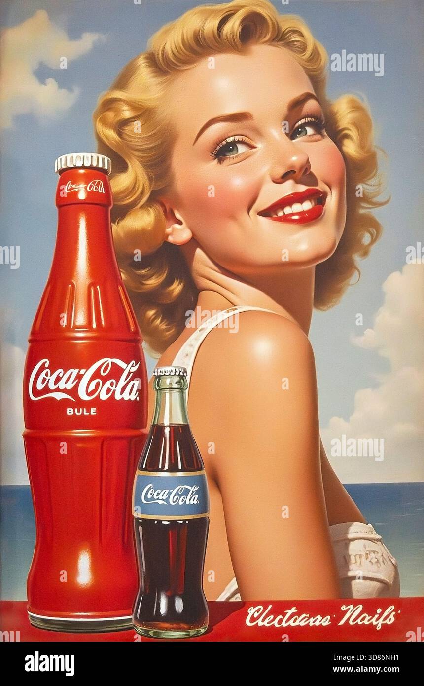Vintage Coca-Cola-Schild mit dem Wort Bule Stockfoto