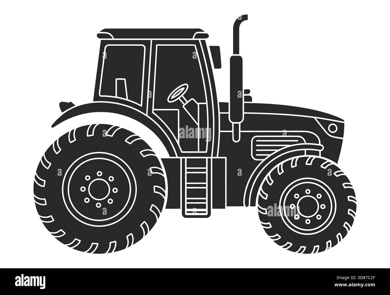 Linienzeichnung eines modernen landwirtschaftlichen Traktors Stock Vektor