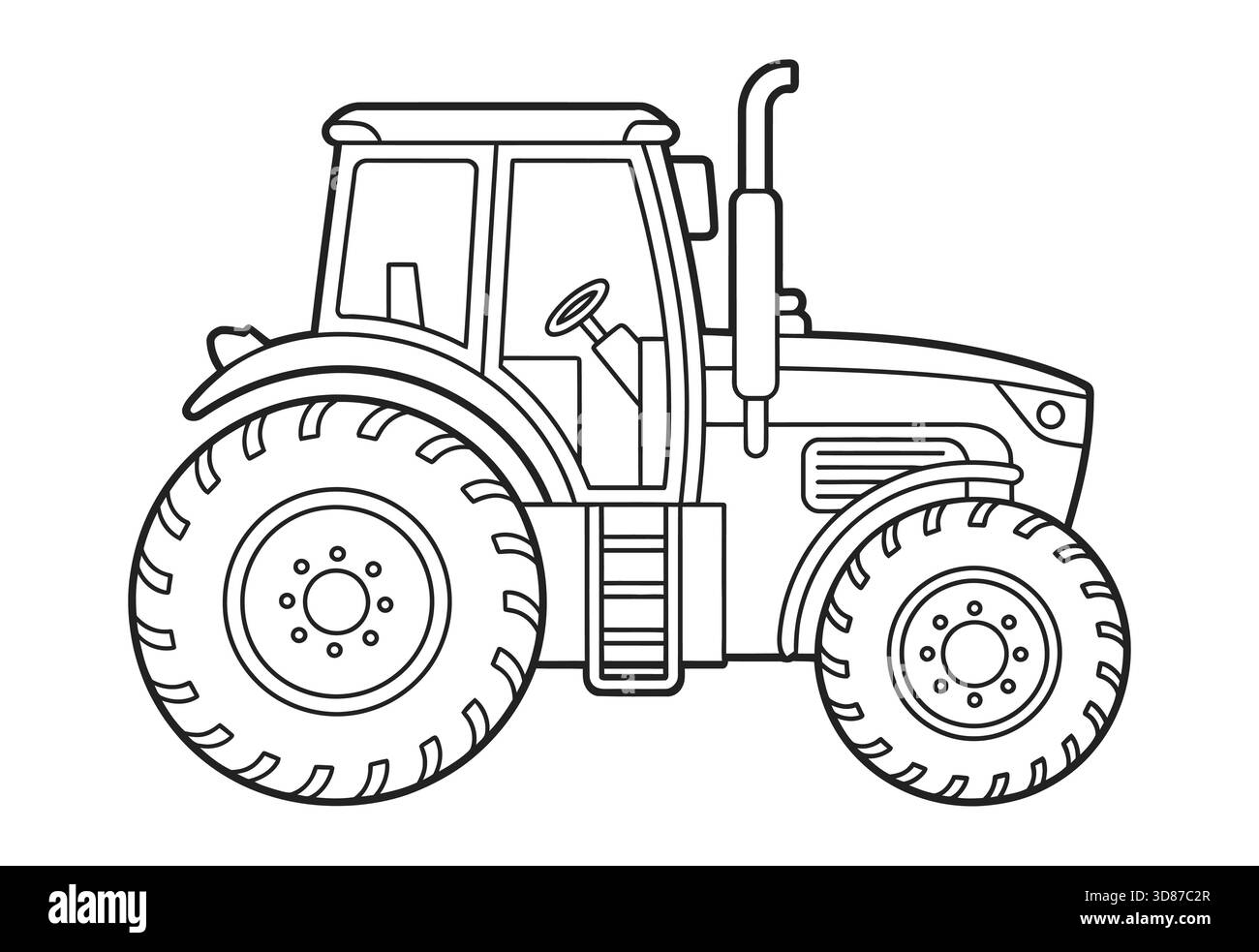 Linienzeichnung eines modernen landwirtschaftlichen Traktors Stock Vektor