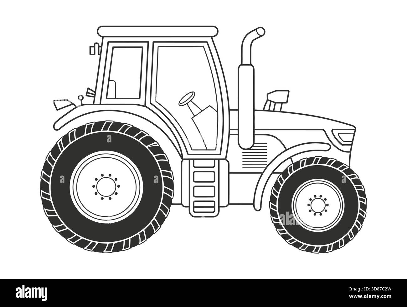 Linienzeichnung eines modernen landwirtschaftlichen Traktors Stock Vektor