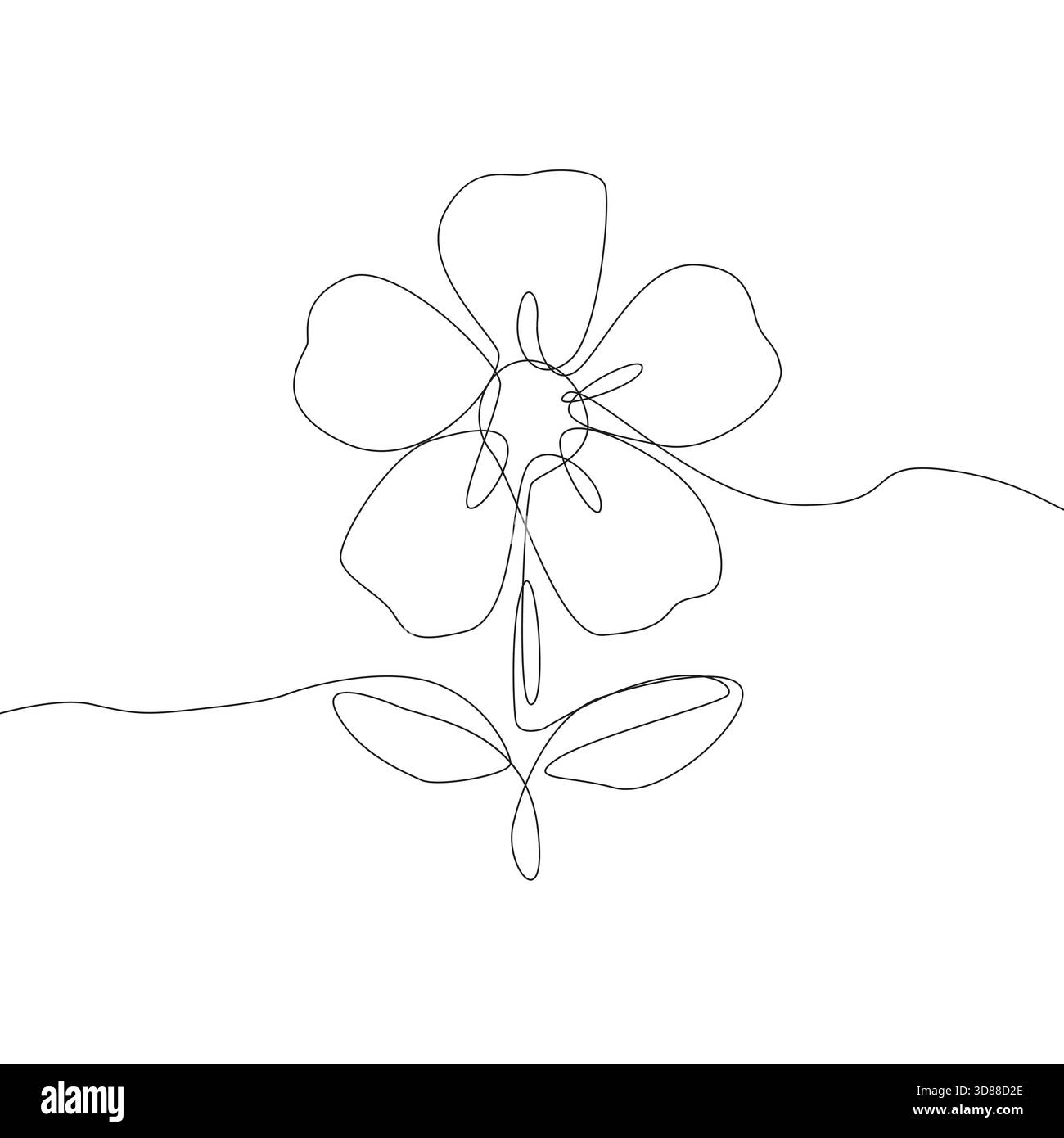 Illustration der Blumenblüte. Eine durchgehende Linienzeichnung. Minimalistisches Blumensymbol. Vektor Natur Kunst. Stock Vektor