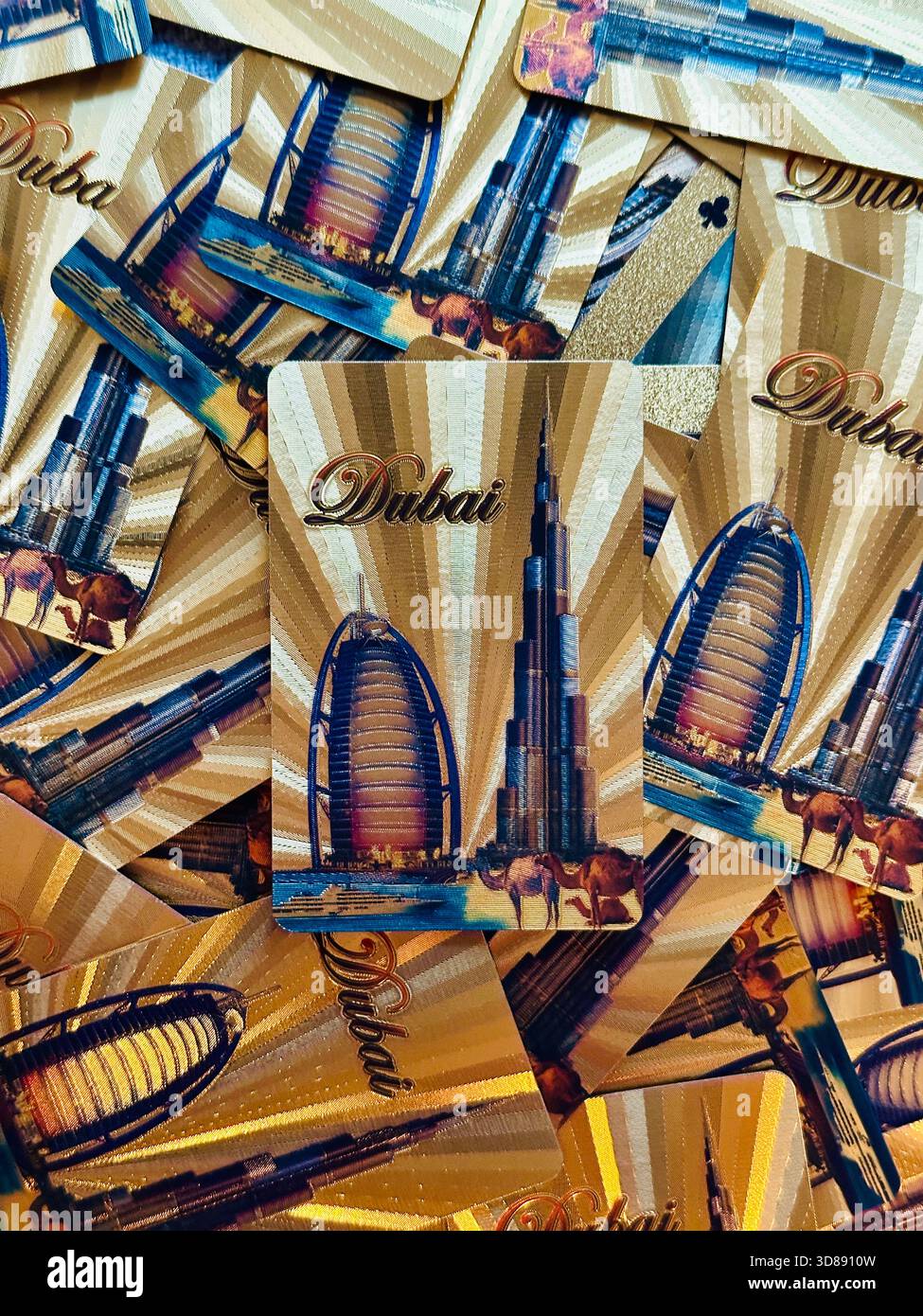 Dubai Gold Spielkarten - Smartphone-aufgenommenes Stockfoto