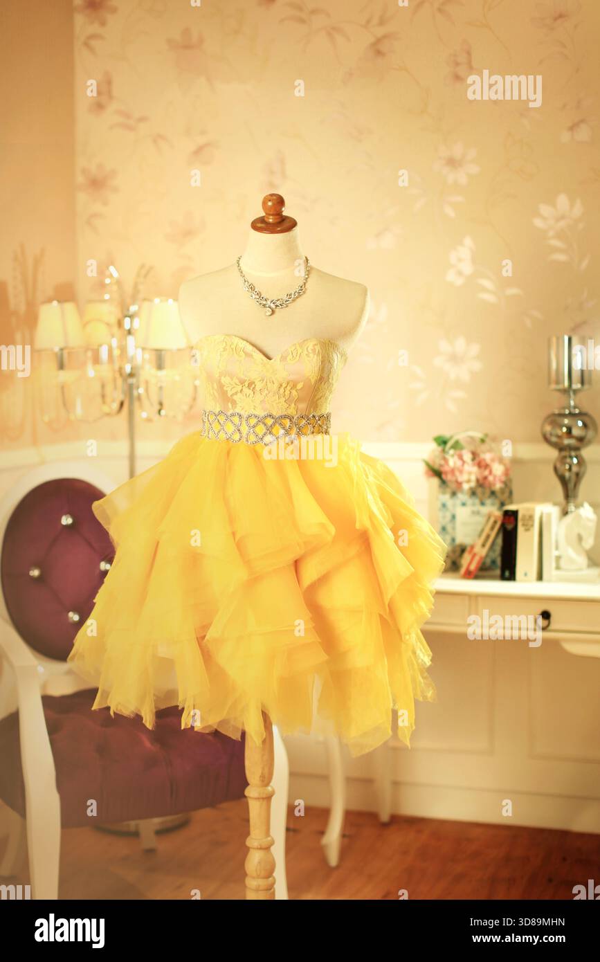 Luxuriöses Partykleid und Ballkleid für Mode-Präsentationen erinnern an Luxus, Eleganz und klassisches Design für Modedesign-Ideen Stockfoto