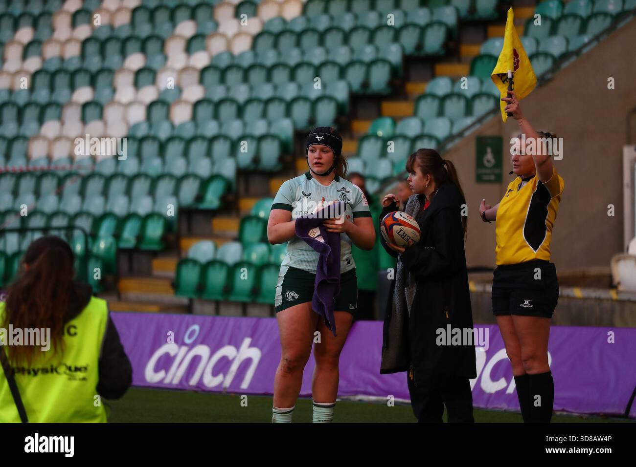 NORTHAMPTON, Großbritannien, 29. November 2025, Alana Bainbridge von Leicester Tigers Women während des Premiership Women's Rugby Match zwischen Loughborough Lightning und Leicester Tigers Women im Cinch Stadium in Franklins Gardens, Northampton, Credit: Gareth Tibbles/Alamy Live News #WomensRugby #WomenInRugby #Rugby #Rugby #Rugby #Rugby #Rugby #Rugby #Rugby #Rugby #Rugby #Rugby #Rugby Stockfoto