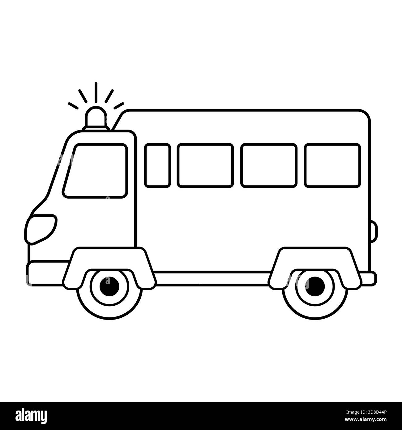 Simple Line Art Notfall Van Vektor. Perfekt zum Ausmalen von Seiten, Schulungsmaterialien, Transport-Themenprojekten, Poster und Grafikdesign. Stock Vektor