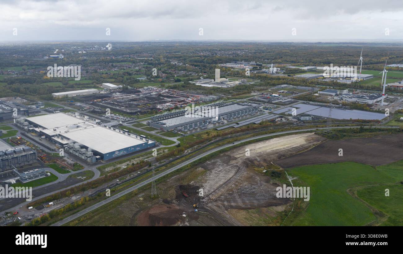 Saint-Ghislain-KI-Datencenter – Luftaufnahme Stockfoto