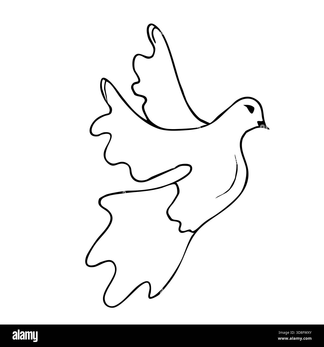 Elegante erste Kommunionsymbole mit einer Taube für religiöse Zeremonien und Feiern. Handgezeichnet. Schwarz-weiß-Vektorillustration. Christian Stock Vektor