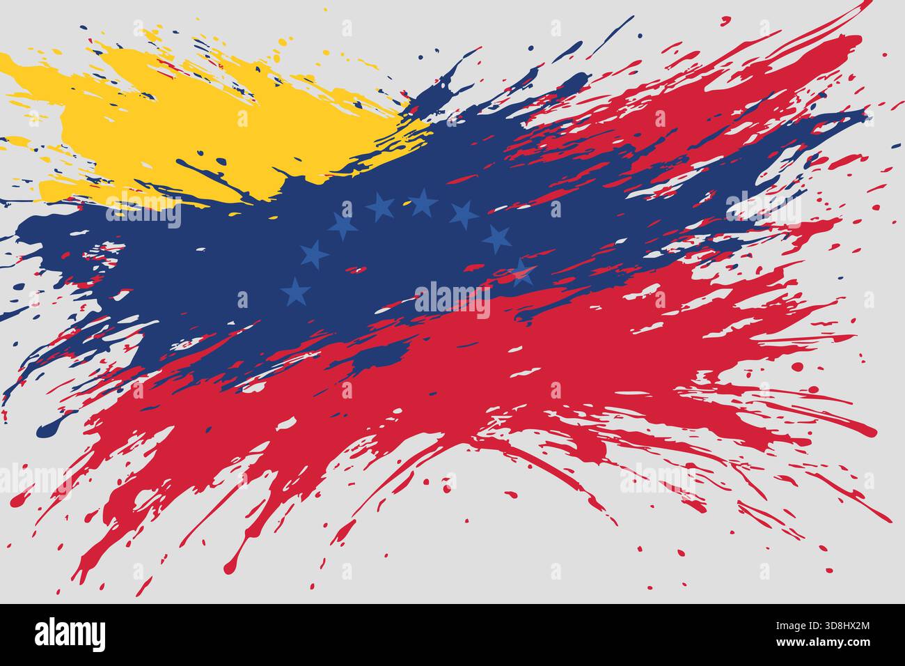 Die farbenfrohe venezolanische Flagge im abstrakten Pinselstrich-Stil sorgt für patriotisches oder kreatives Design. Stock Vektor