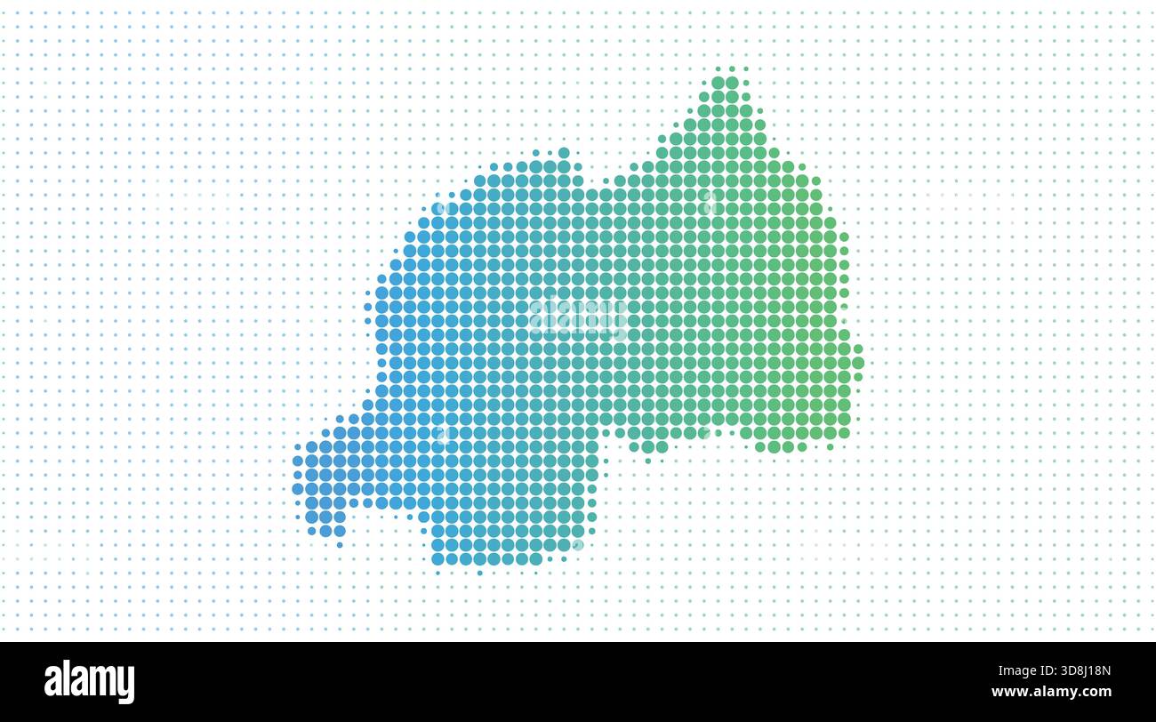 Ruanda gepunktete Karte im modernen Halbtonstil, Vektorillustration auf weißem Hintergrund Stock Vektor