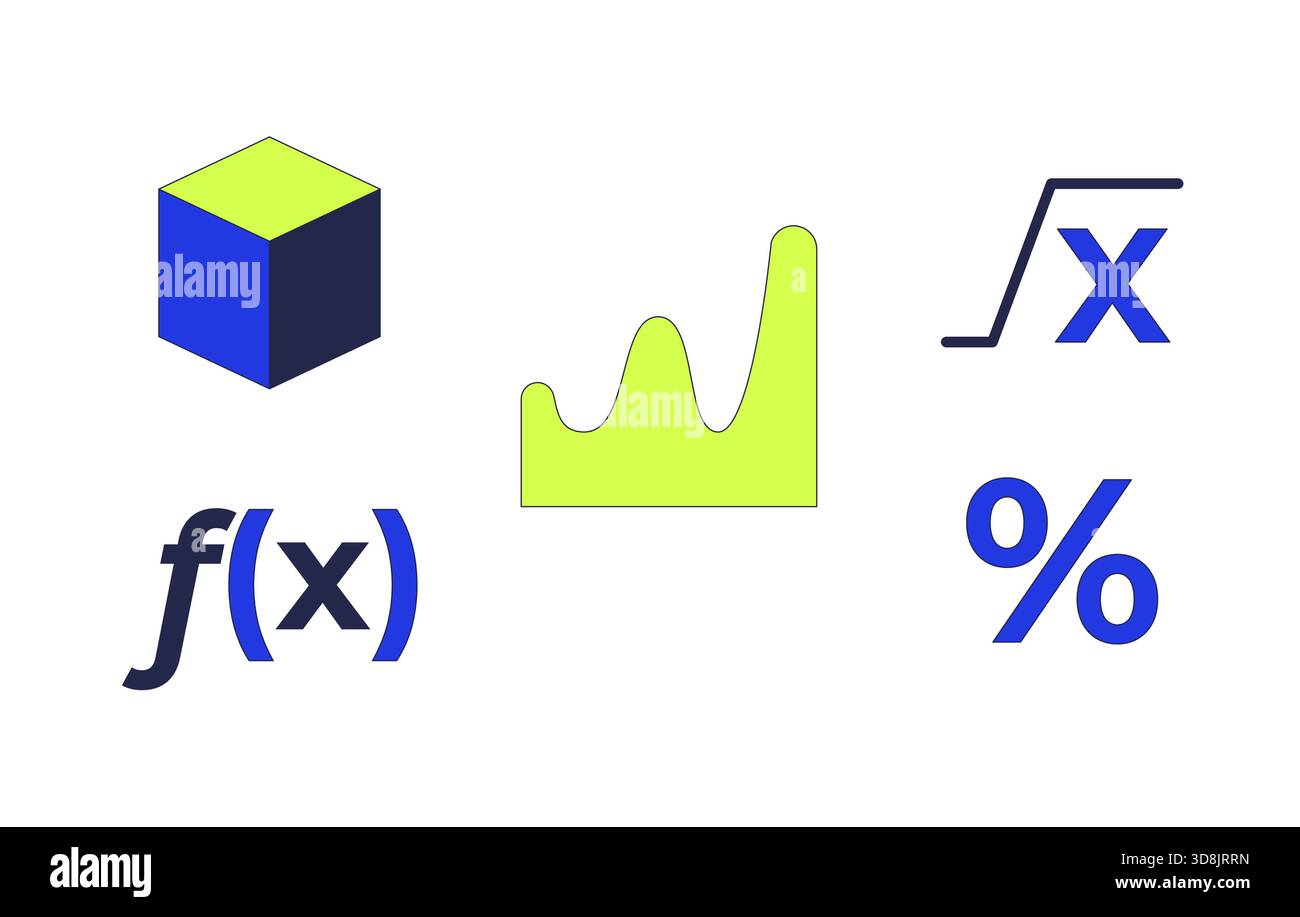 2D-Zeichentrickobjekte für mathematische und Flächendiagramme Stock Vektor