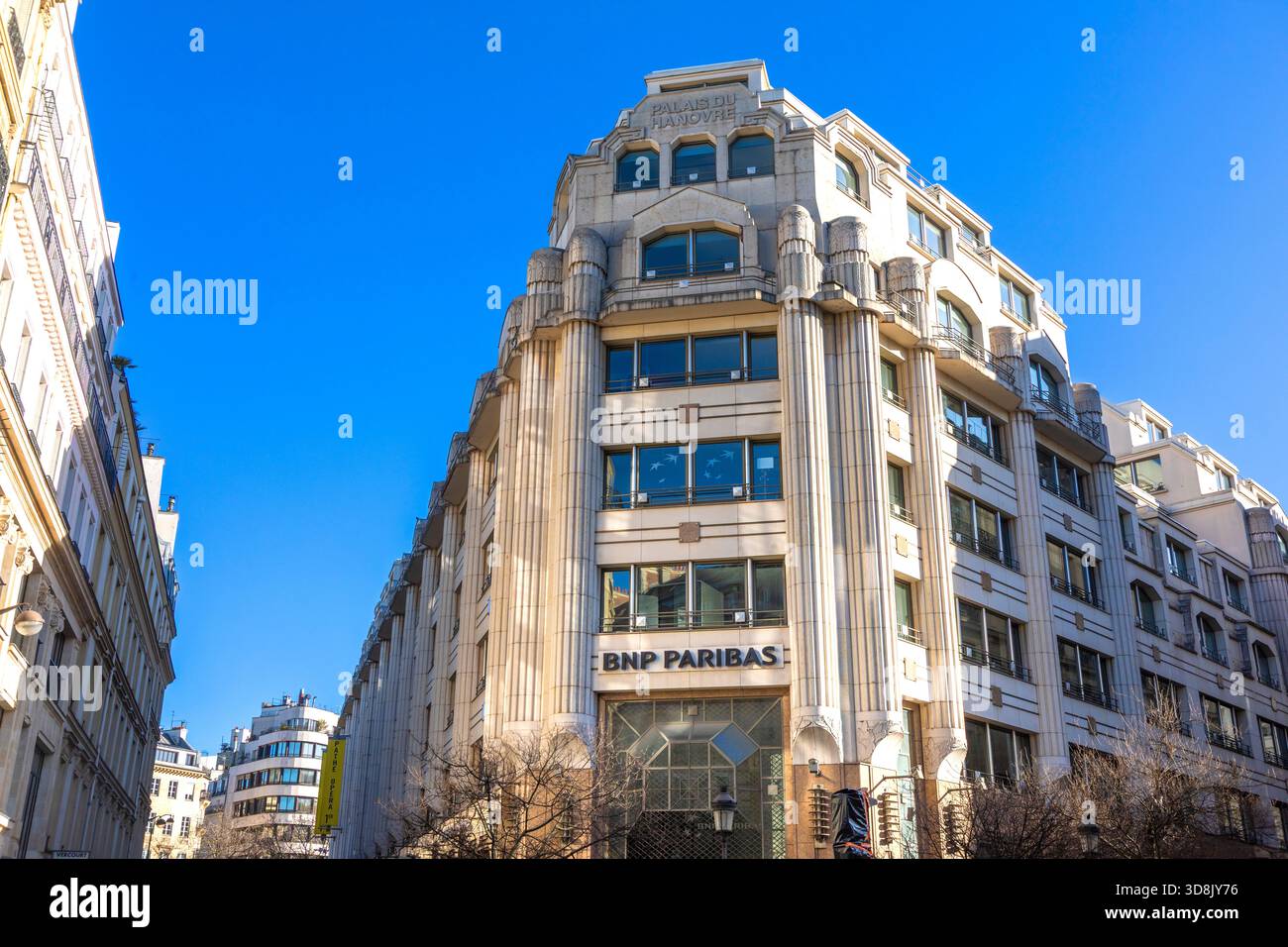 Frankreich, Ile-de-France, Paris, 2. Arrondissement. Rue du 4 septembre, Le Palais Hanovre, ehemals Palais de Berlitz. Archiv und Geschichtsabteilung . Stockfoto