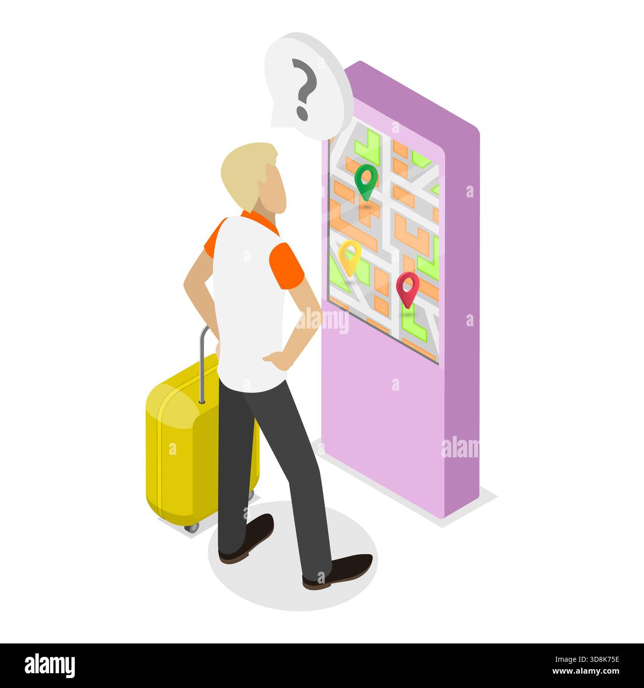 Isometrische 3D-Illustration von Informationskiosk, interaktive digitale Maschinen. Punkt 3 Stockfoto