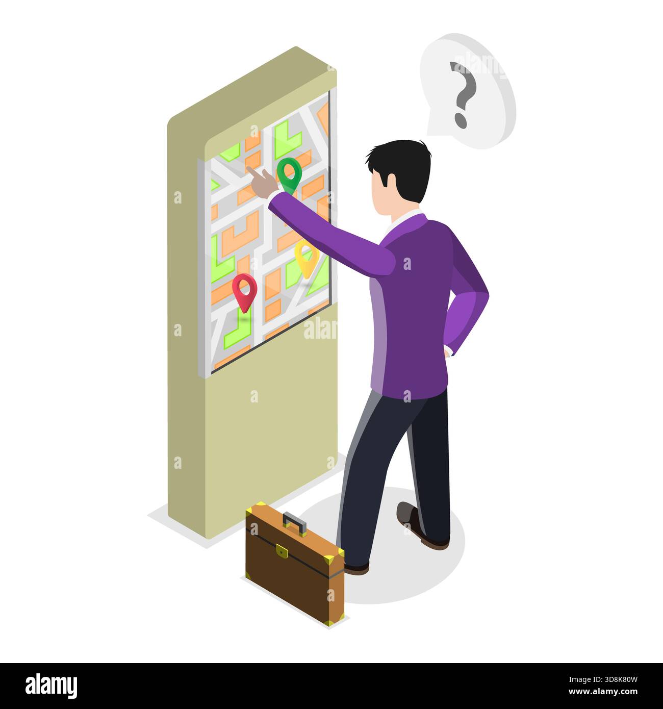 Isometrische 3D-Illustration von Informationskiosk, interaktive digitale Maschinen. Punkt 2 Stockfoto