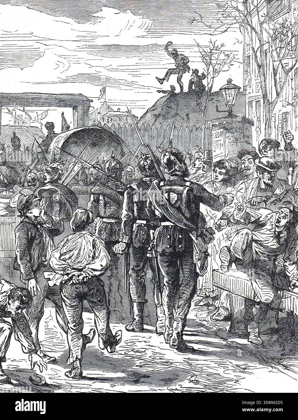 Deutsche Truppen verließen Paris nach der Niederlage der Franzosen im Deutsch-Französischen Krieg. Stockfoto