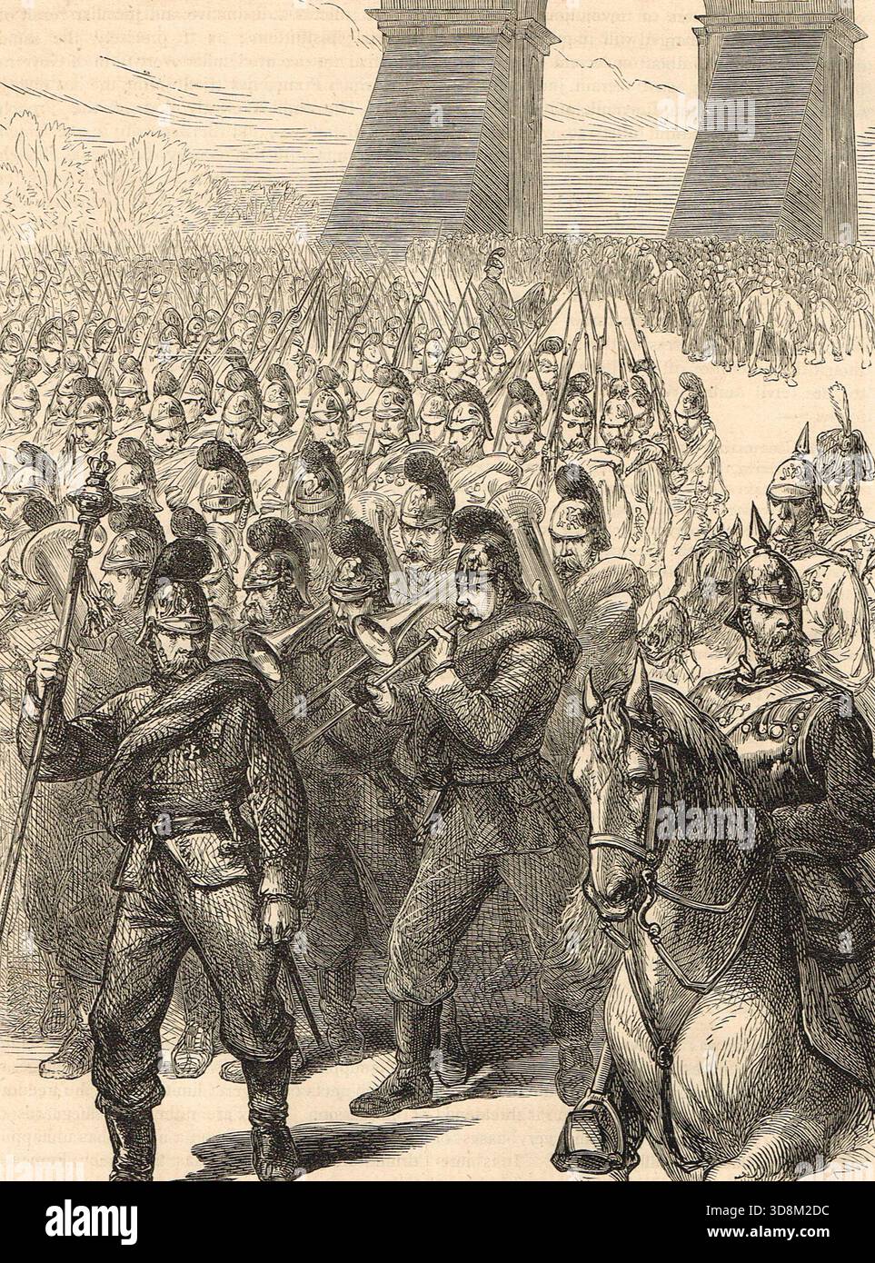 Deutsche Truppen stürzten nach der französischen Niederlage im Deutsch-Französischen Krieg in Paris ein. Stockfoto