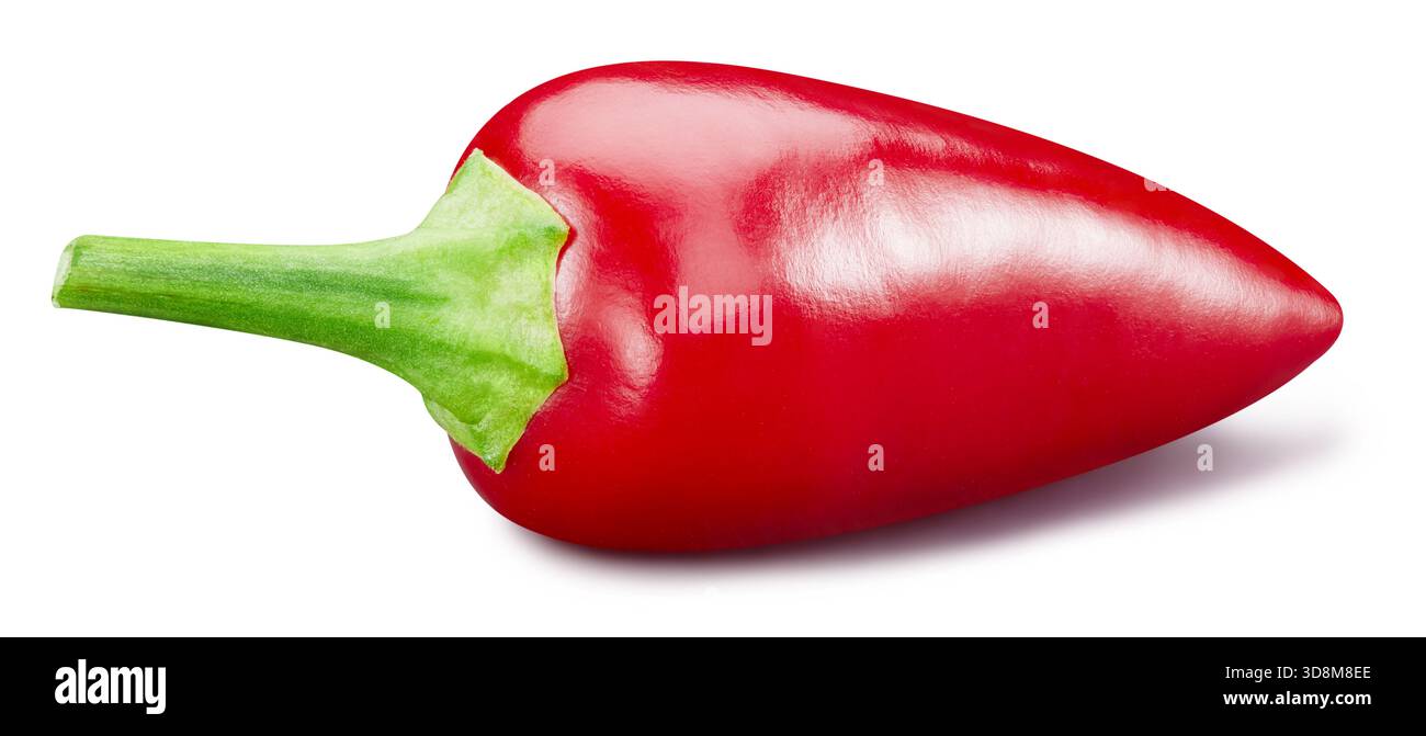 Pfeffer isoliert auf weißem Hintergrund. Pepper Beschneidungspfad. Pepper Makrofoto im Studio Stockfoto