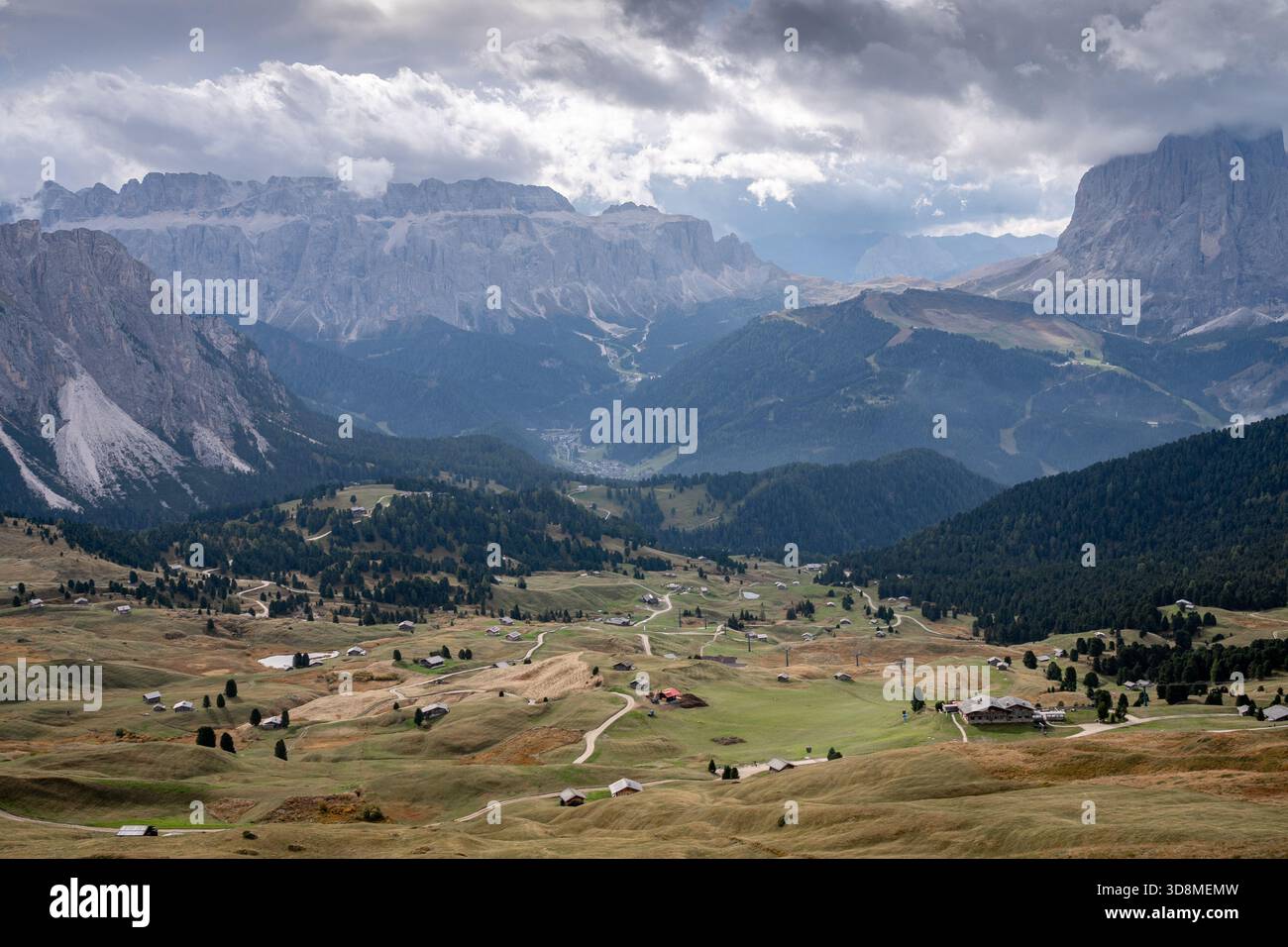 Sasso Piatto und Seceda in Südtirol. Italien. Stockfoto