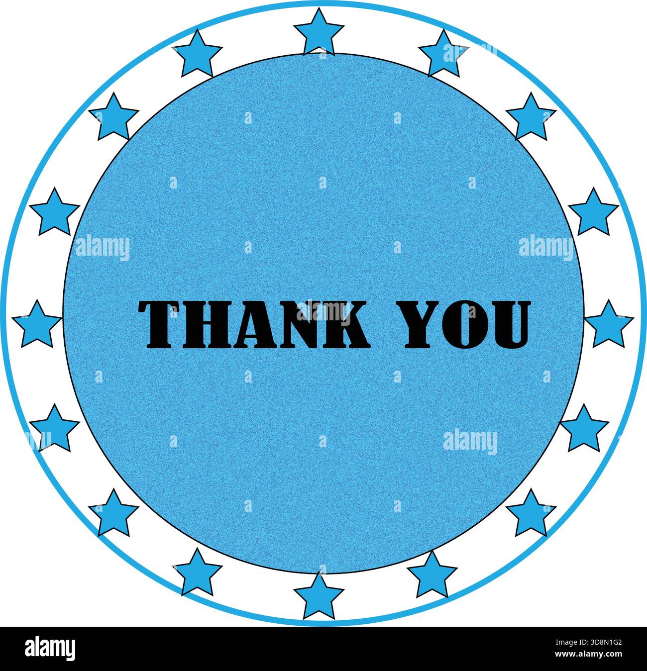 Dankeschön-Abzeichen – Blaues kreisförmiges Etikett mit Sternen | Aufkleberdesign für Anerkennung Stock Vektor