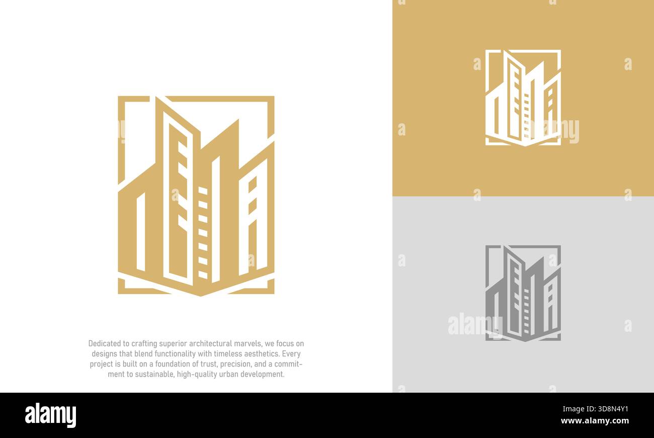 Modernes Geometrisches Gebäude City Skyline Vektor-Logo Stock Vektor