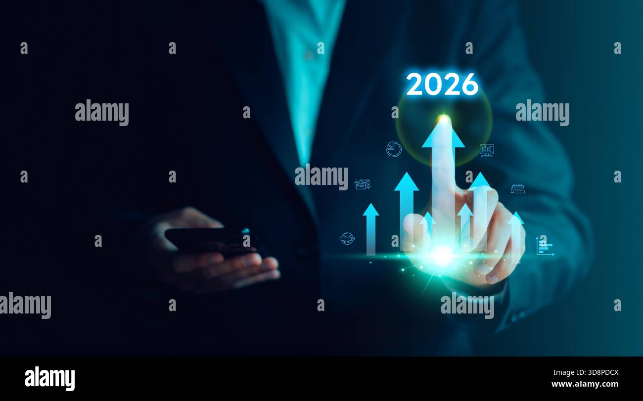 Förderung von Unternehmenswachstumsstrategien für 2026 Erkenntnisse und Innovationen in einem dynamischen wirtschaftlichen Umfeld für fortschrittliche Führungskräfte Stockfoto