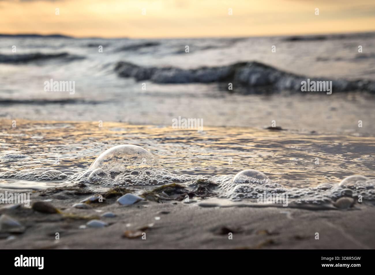 Wasserblasen an der ostseeküste Stockfoto