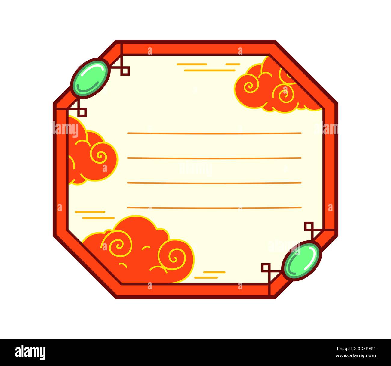 Asiatisches Motiv, Vorlage für Notizen für koreanische Kinder Stock Vektor