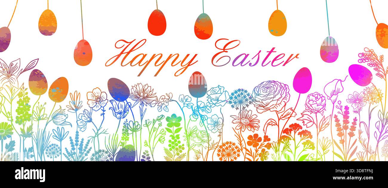 Osterkarte mit Ei. Handgezeichnet. Nicht AI, Vektorillustration. Stock Vektor