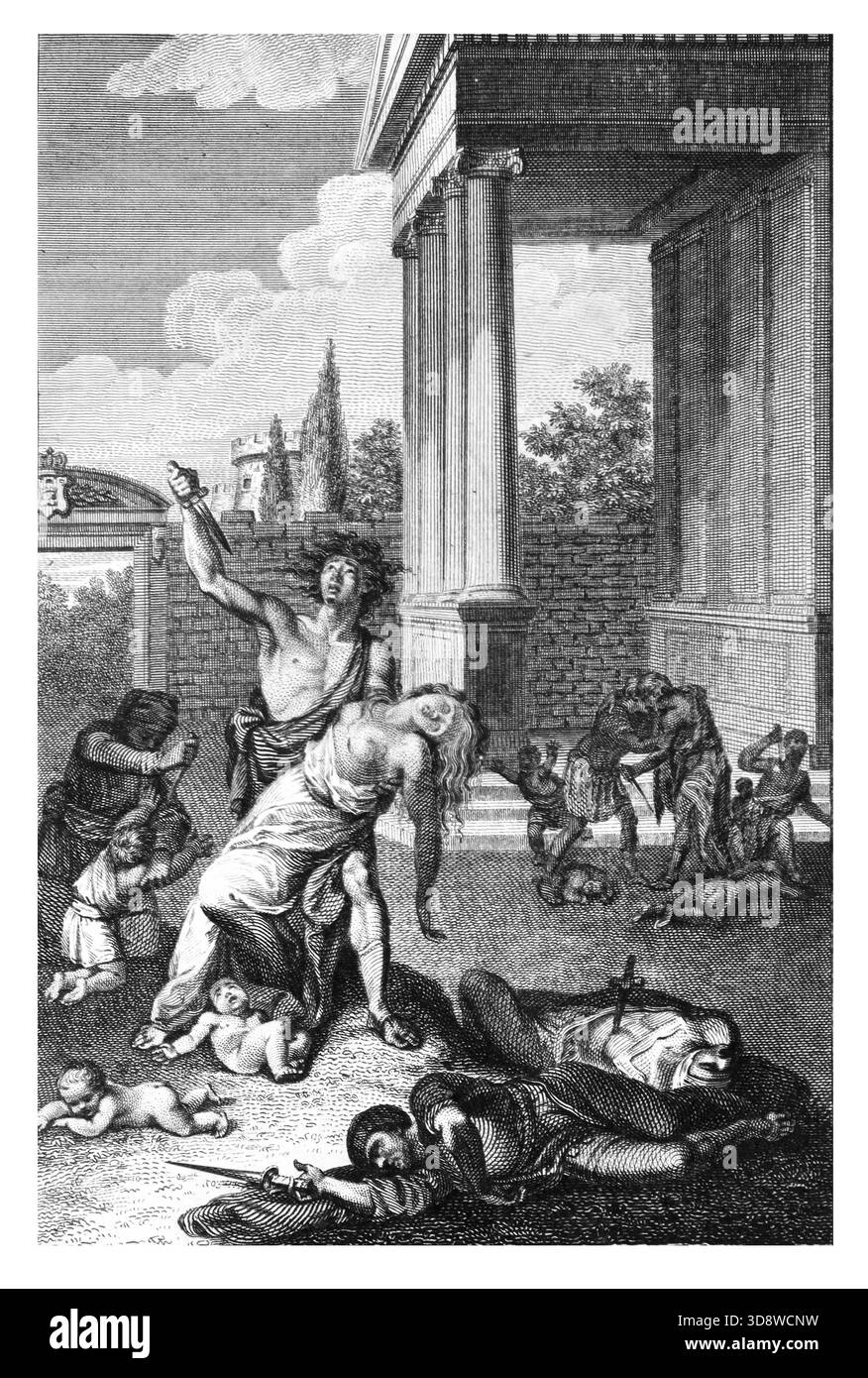 Illustration der Männer von Masada, bevor sie sich selbst zerstörten und ihre Frauen und Kinder ermorden, um zu verhindern, dass sie in die Hände der R fallen Stockfoto