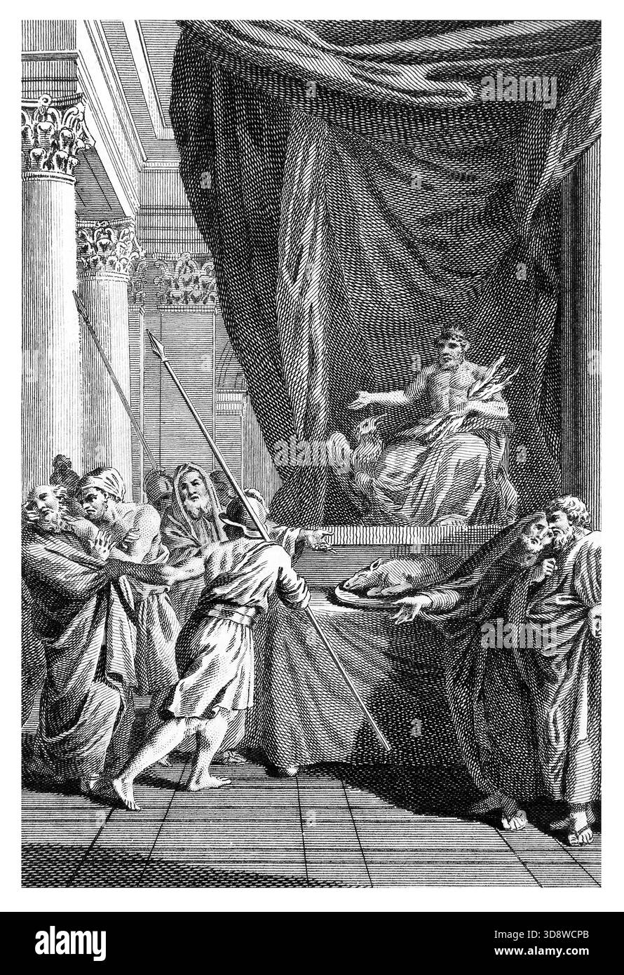 Illustration über das Märtyrium von Eleazar dem Schreiber (Makkabäer), nachdem er sich weigerte, Schweinefleisch zu essen, und das Opfer für die Idolen, befahl Antiochus, dass er es sein sollte Stockfoto