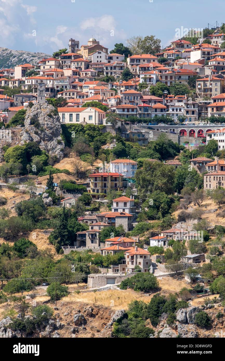 Blick auf das Dorf Arachova in Griechenland Stockfoto