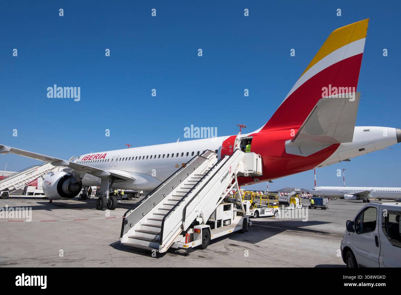 Kommerzielles Flugzeug am Flughafen Athen, Griechenland Stockfoto