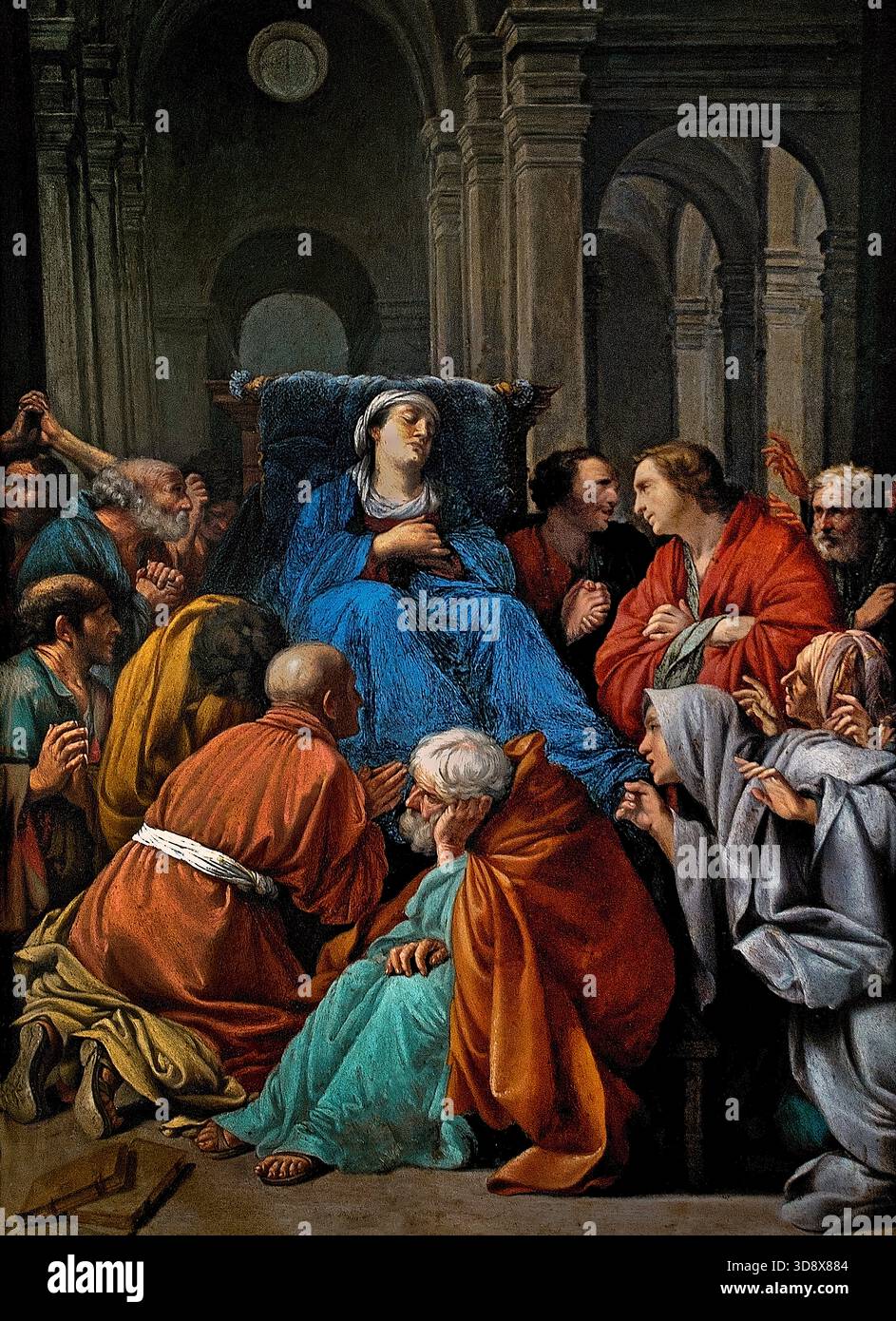 Der Tod Mariens durch CARLO SARACENI (1580–1620) Italien italienische Pinakothek, München, Deutschland (Marias Seele wurde von Christus empfangen, ihr Körper wurde drei Tage später auferstanden, und sie wurde dann leiblich in den Himmel gebracht). Stockfoto